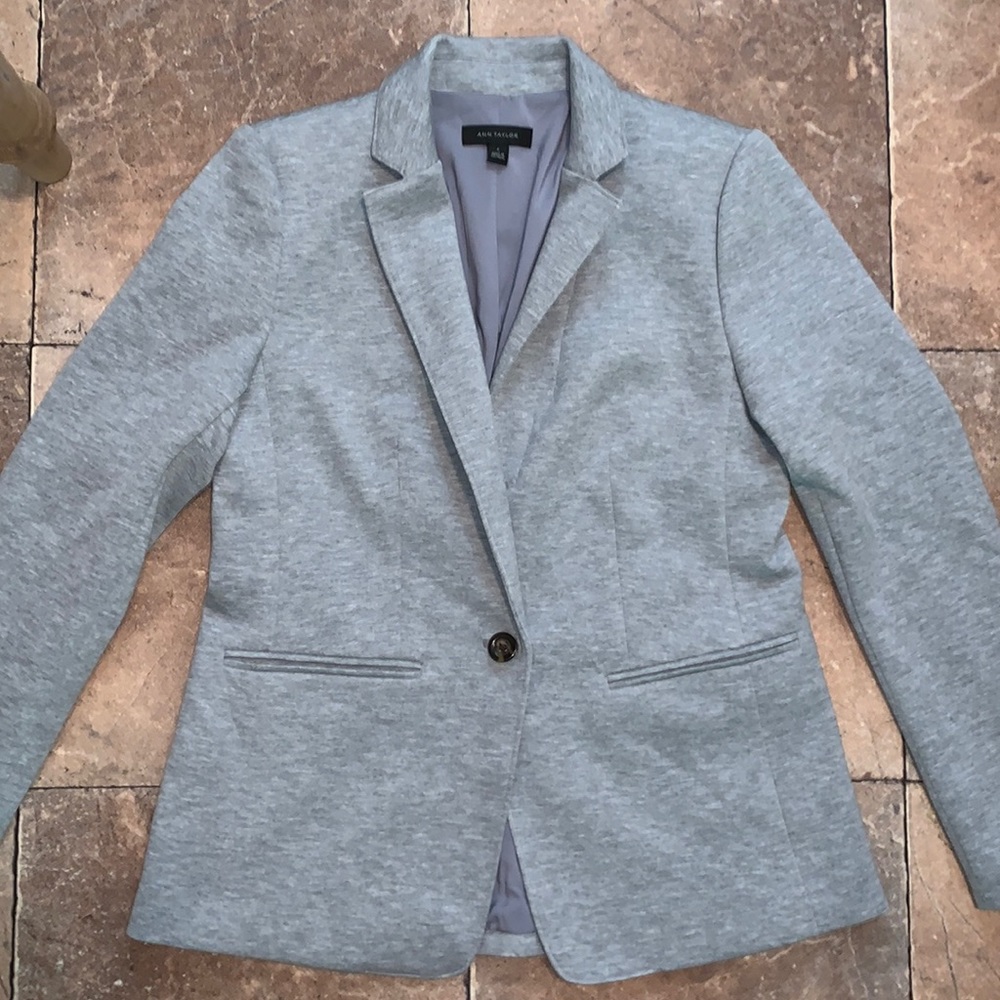 Ann Taylor Hutton Blazer Double Knit Lazy Grey Melange